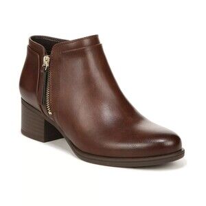 Naturalizer Karol Boots Women 6.5M Cinnamon Faux Leather Block Heel Ankle Bootie